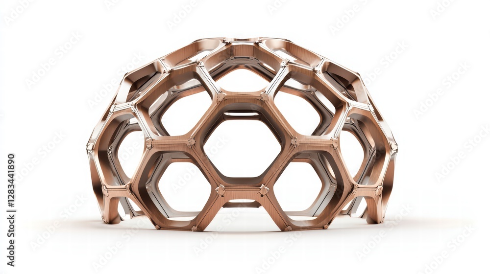 Poster hexagonal structure in perspective: a detailed, close-up shot showcasing a complex network of interc