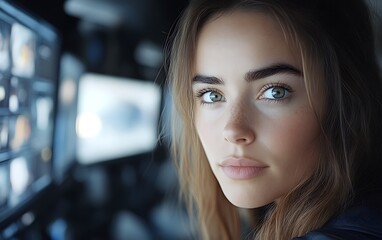 Woman focused on design work