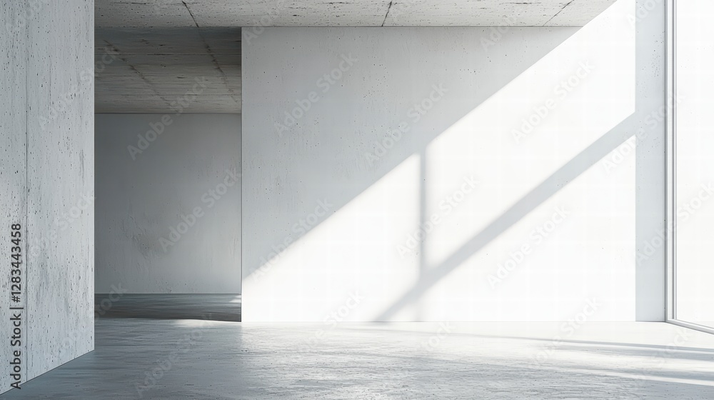 Poster modern minimalist interior: clean lines and dramatic shadows define this contemporary space. the int