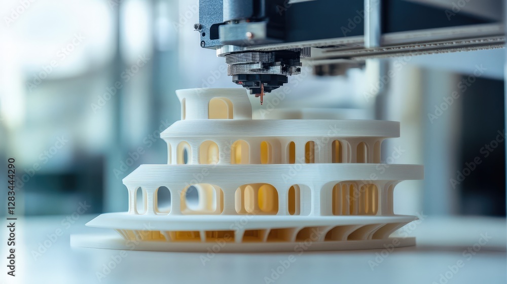 Poster 3d printer creating architectural models, demonstrating how architects use 3d printing in design and