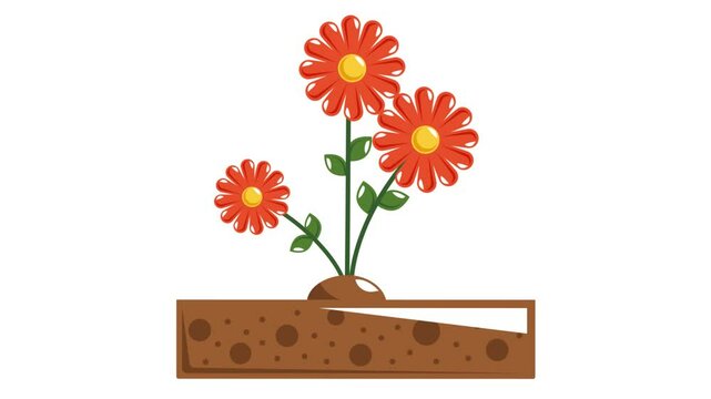 Nasturtium or Orange Troika being grow and visible in branches animation, Wood Lilies or Torch Flower animated video, Lawn Gardening Clip, Farm Plant footage, agriculture horticulture equipment motion