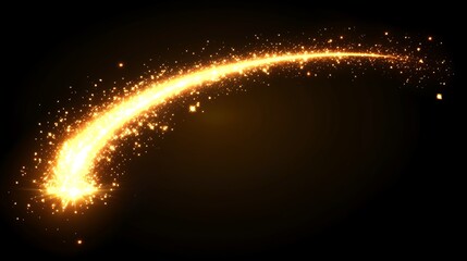 Obraz premium Golden Sparkling Trail Across Dark Background
