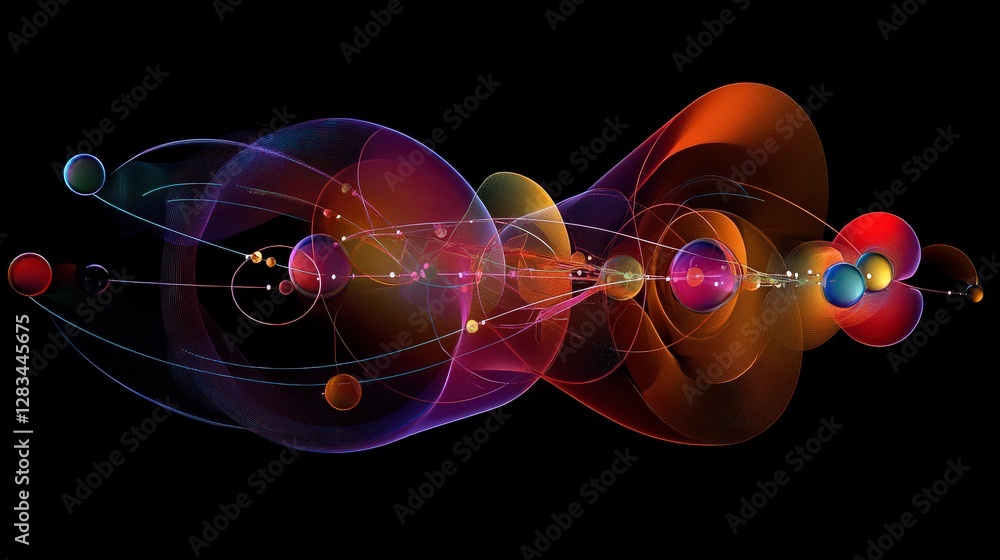 Poster electron density in an atom, illustrating probability zones for their position.