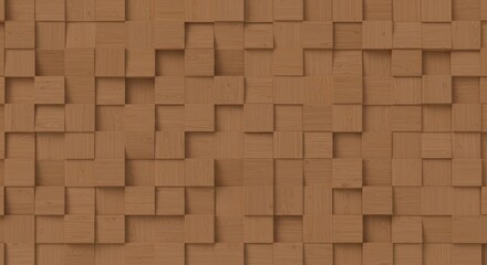 Naklejka premium Abstract Wooden Cube Texture Background Design: Geometric Pattern of Brown 3D Blocks