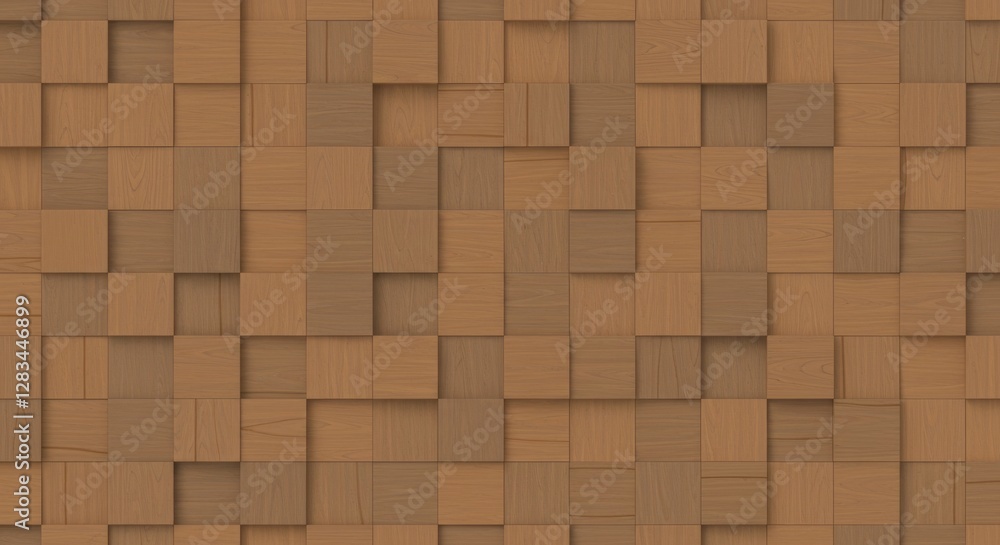 Poster abstract brown wooden cube pattern background texture design for wall decor or 3d render