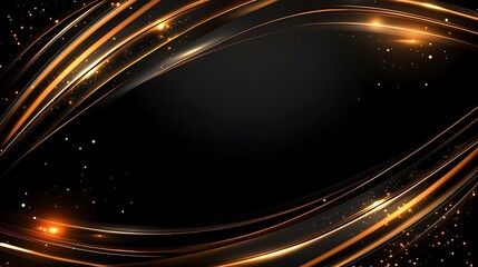 Abstract Gold and Black Swirling Light Design