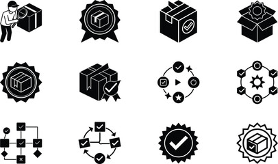 Package Delivery Icons Quality, Tracking, Shipping, Logistics, Process