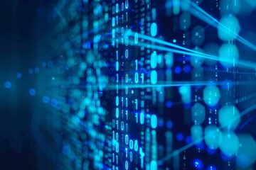 Display of binary numbers on monitor. visualizing complex computations or algorithms in action. Neural network ai generated