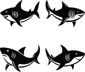 sea fish silhouette black and white 
