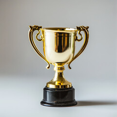 Gold cup with a black base sits on a white background.