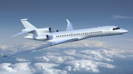 A sleek private jet soaring through the clouds, symbolizing high-end travel and luxury. Elegant and modern aircraft representing exclusive and premium aviation experience.