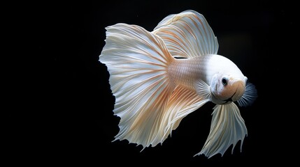 Obraz premium Elegant White Siamese Fighting Fish Betta Splendens Aquarium Aquatic Life