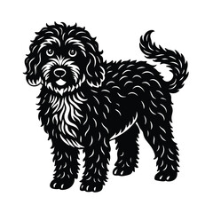 black and white dog vector illustration