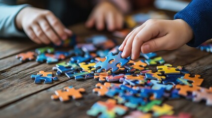 Fototapeta premium hands holding puzzle pieces