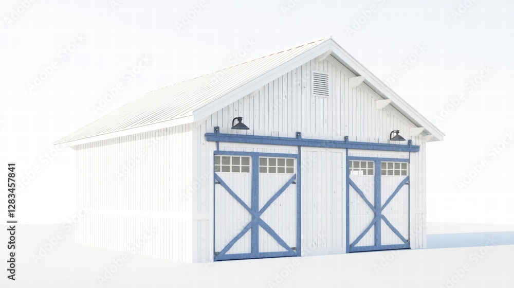 Poster modern barn: captivating view of a charming modern barn. a harmonious blend of rustic and contempora