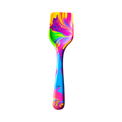Vibrant Silicone Spatula with Smooth Textured Edge Isolated on Transparent Background