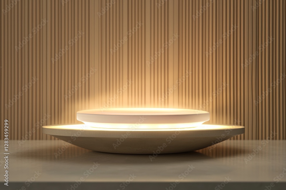 Poster floating podium displaying a product with soft glowing light
