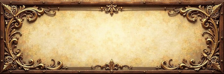 Elegant scrollwork and filigree in a wooden frame used for ancient manuscripts , manuscripts, archival materials, filigree