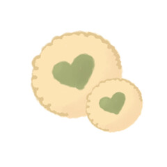heart shaped cookies matcha green illustration hand drawn