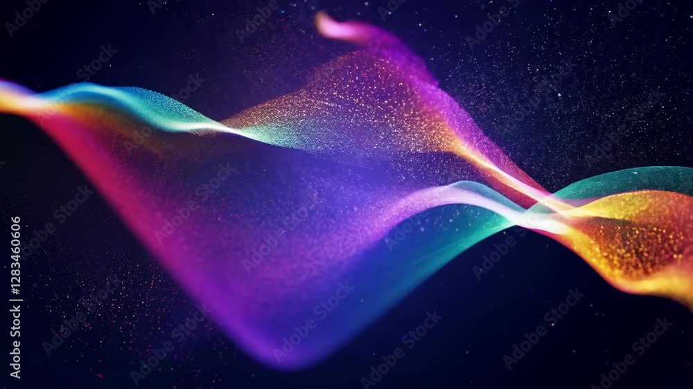 Poster colorful light waves swirl and blend together, creating an enchanting display. the interplay of hues