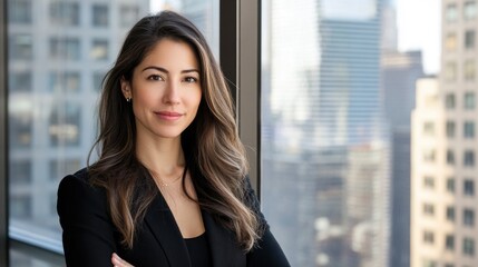 A corporate businesswoman in a modern office