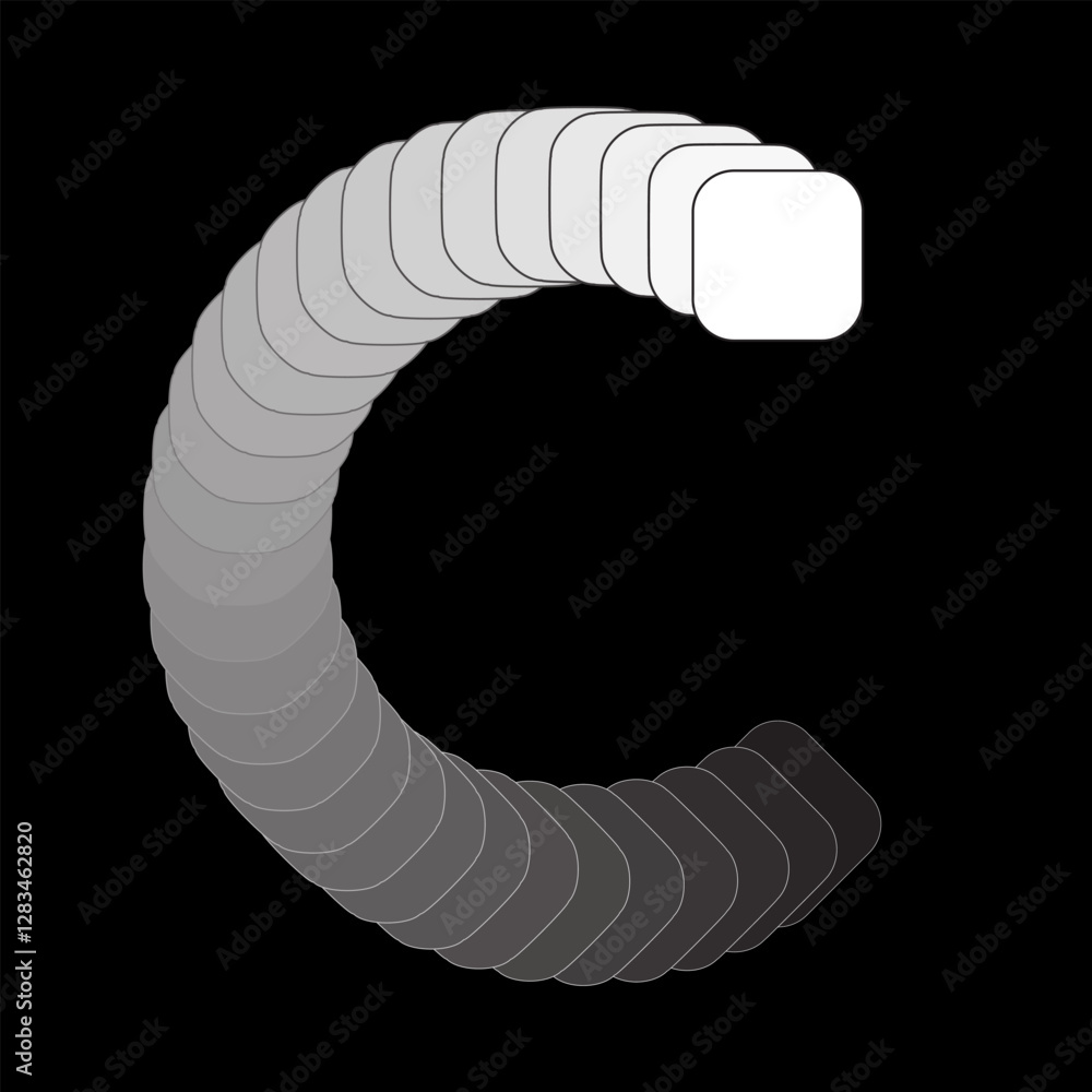 Poster Abstract blend shapes as logo, icon or design element. Letter C concept. Gray shapes on a black background.