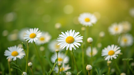 Wild daisies in a green meadow