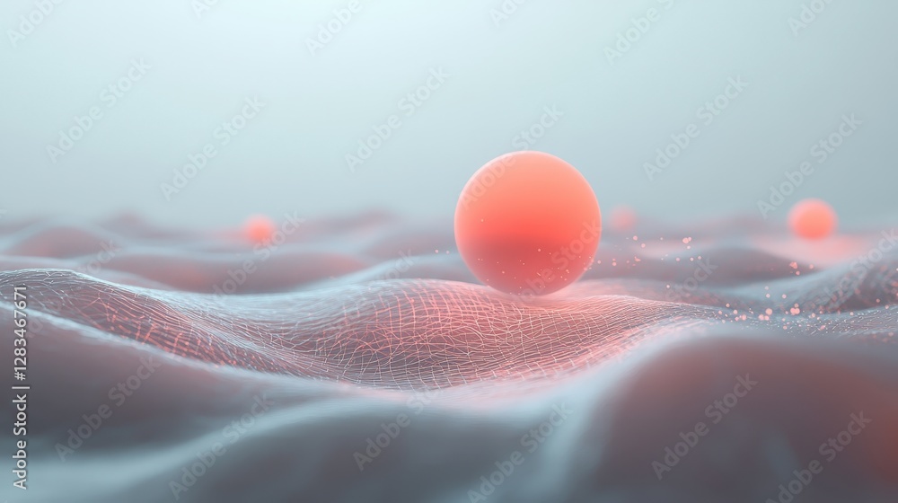 Poster neutron, floating in a quantum field with waves of energy