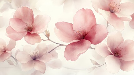 A soft, artistic depiction of pink flowers on a light background, evoking tranquility and beauty.
