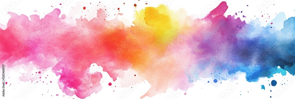 Poster colorful watercolor splash with vibrant hues blending seamlessly in a beautiful artistic display. ge