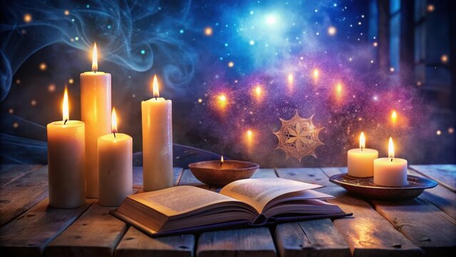 Mystical numerology reading scene with captivating ambiance and candle glow, mystical, mysterious