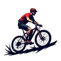 Naklejka premium Extreme Mountain Biker Riding on Rugged Trail