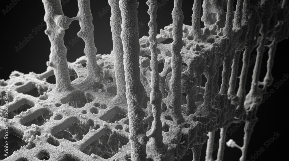 Poster an electron microscope image showing the structure of a material at the atomic level.