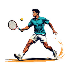Tennis Player in Action Hitting Forehand Shot