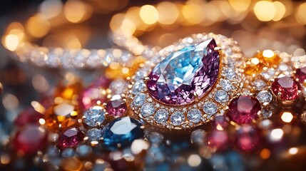 Sparkling gemstone jewelry close-up.