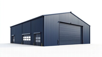 Fototapeta premium Modern Steel Building: A sleek, dark blue steel building stands majestically, showcasing its modern design and robust construction.