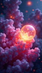 Fototapeta premium Ethereal mist swirls around a cluster of glowing orbs , abstract, mystical, colors