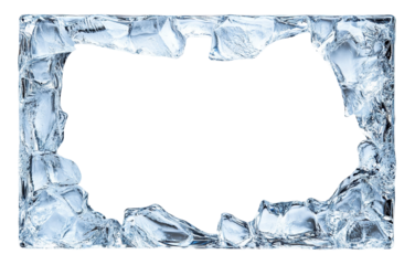 Ice frame border with frosted edges, isolated on transparent cutout background