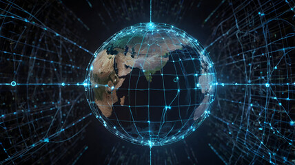 Fototapeta premium globe and binary code