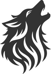 A wolf howling with its eyes closed vector animal silhouette