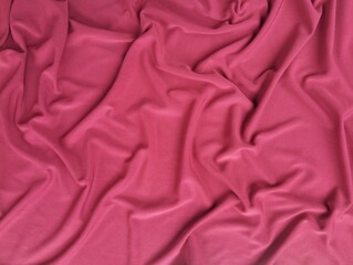 Magenta silk satin texture background. Beautiful wavy soft folds on the surface of the fabric. Teal elegant background with copy space for design.