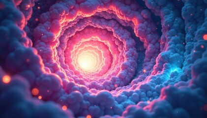 Ethereal swirling vortex of iridescent hues in a boundless expanse , haze, glowing, abstract vector background