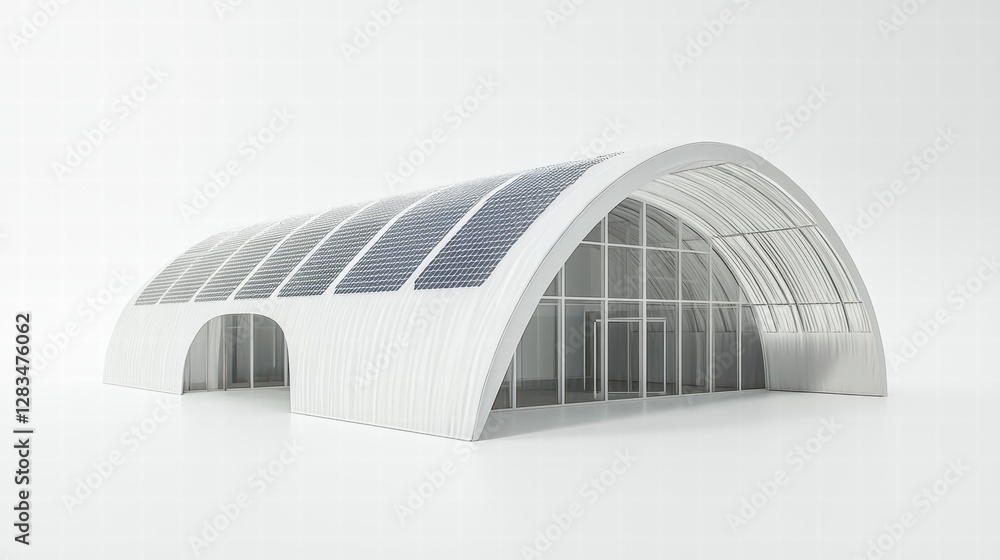 Poster modern architectural structure: a sleek and modern architectural structure with a curved roof and la