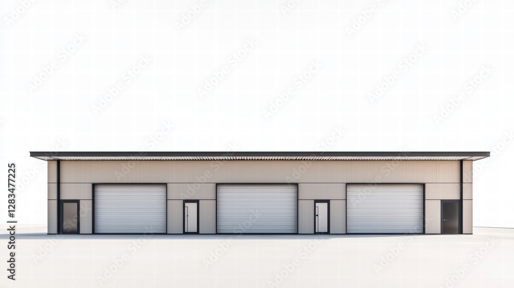 Poster warehouse structure: a modern warehouse structure features sleek design and functional architecture,