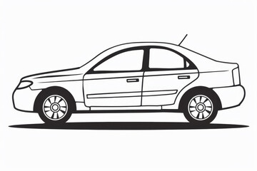 Illustration of a Car in Black and White. Generative AI