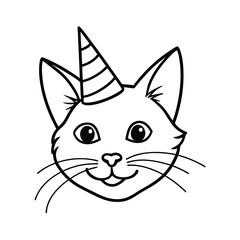vector illustration of a cat with birthday hat