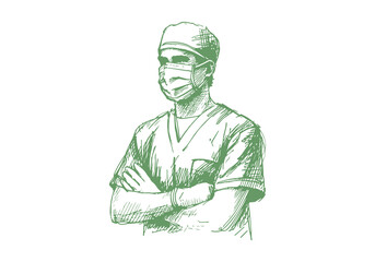 Doctor hand drawn sketch vector