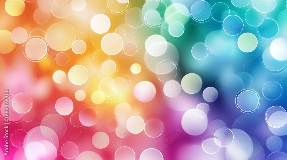 Poster abstract colorful bokeh background with circular light effects and blurred design