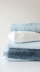Neatly stacked folded towels for bathroom and spa decor