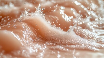 Fototapeta premium Pink foam bath water splash close-up